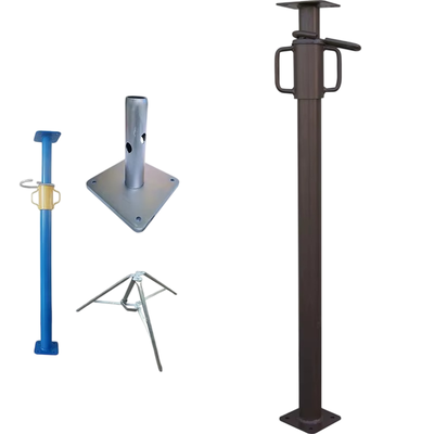 square head steel prop Q235 hot dip galvanized 60.3mm outer diameter 3.0mm wall thickness 2.0-3.6m adjustable height for concrete slab formwork support BYTHAI